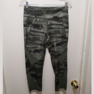 Army Green Capris with Mesh Insets